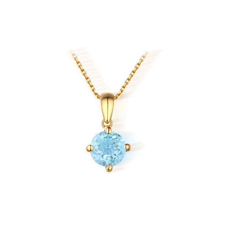 Women's Resizable Blue Topaz 925 Sterling Silver Necklace with Yellow Gold Plating 